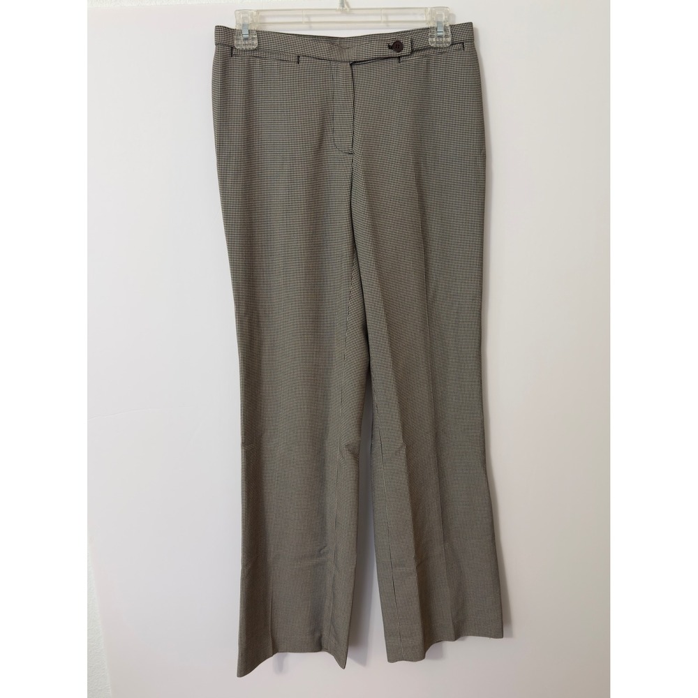 Women's Wide Leg Dress Pants Houndstooth 4P Brown Black Career Work Professional